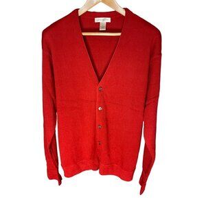 Cypress Links Red Long V Neck Buttoned Cardigan Golf Sweater Sz L